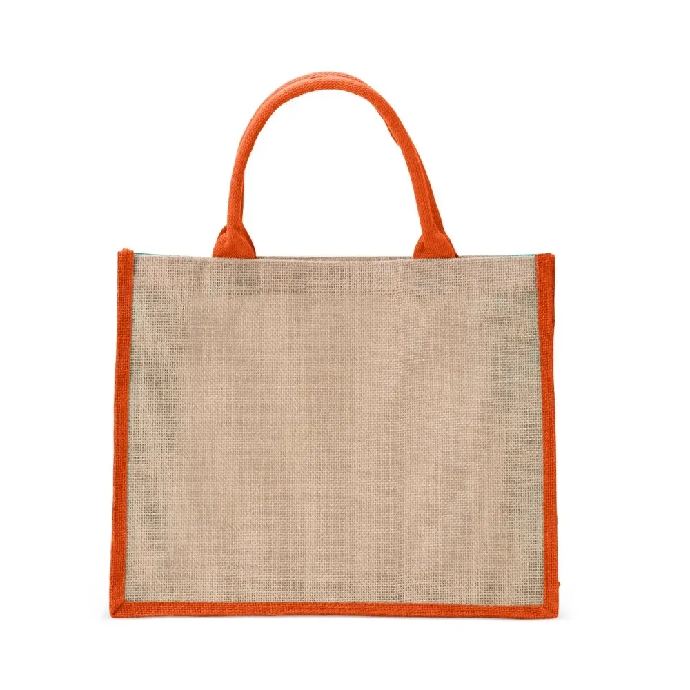 Sacola de juta personalizada 30x38cm, cor laranja