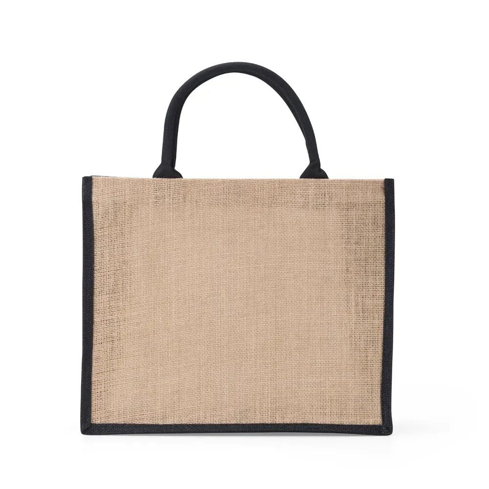 Sacola de juta personalizada 30x38cm, cor preta