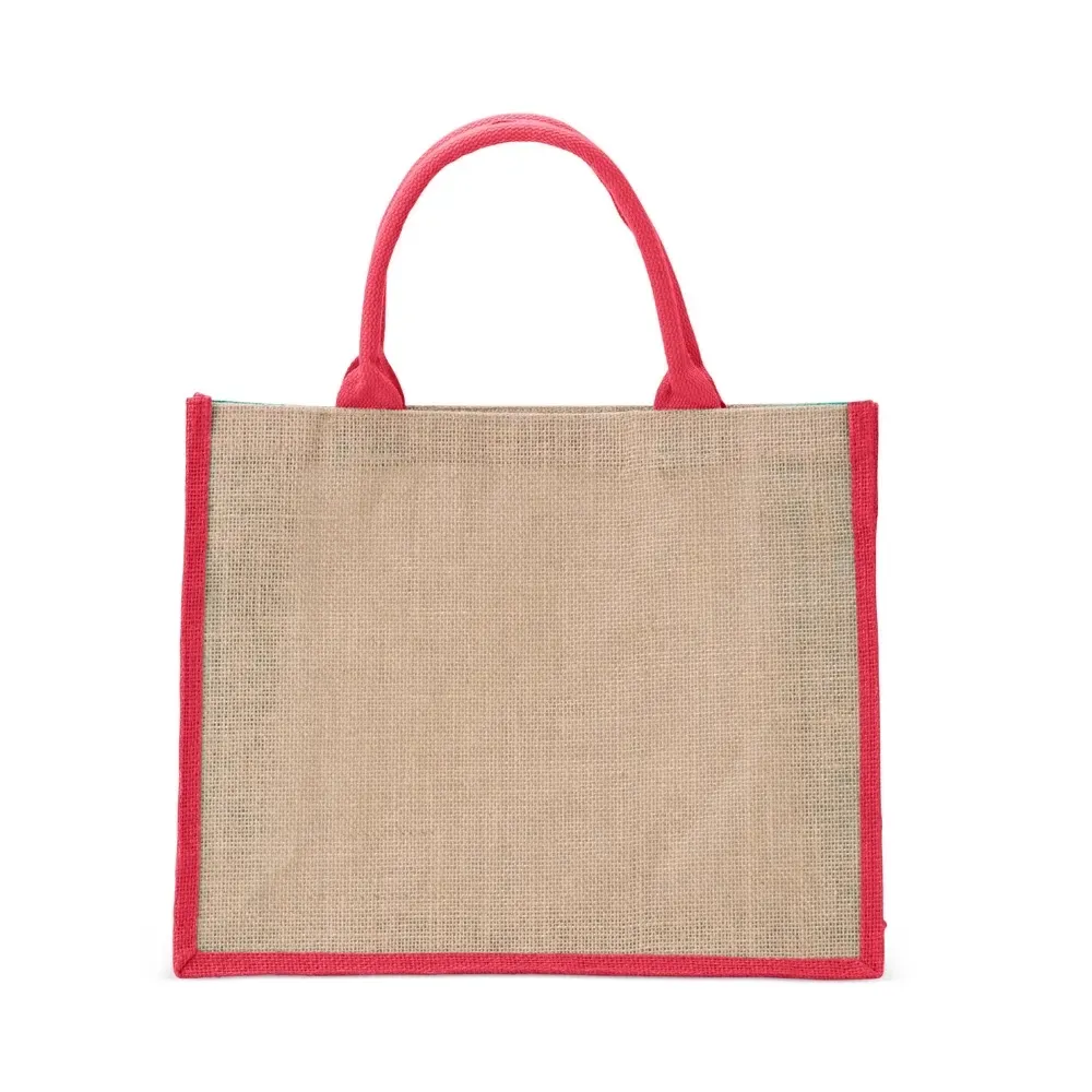 Sacola de juta personalizada 30x38cm, cor vermelha