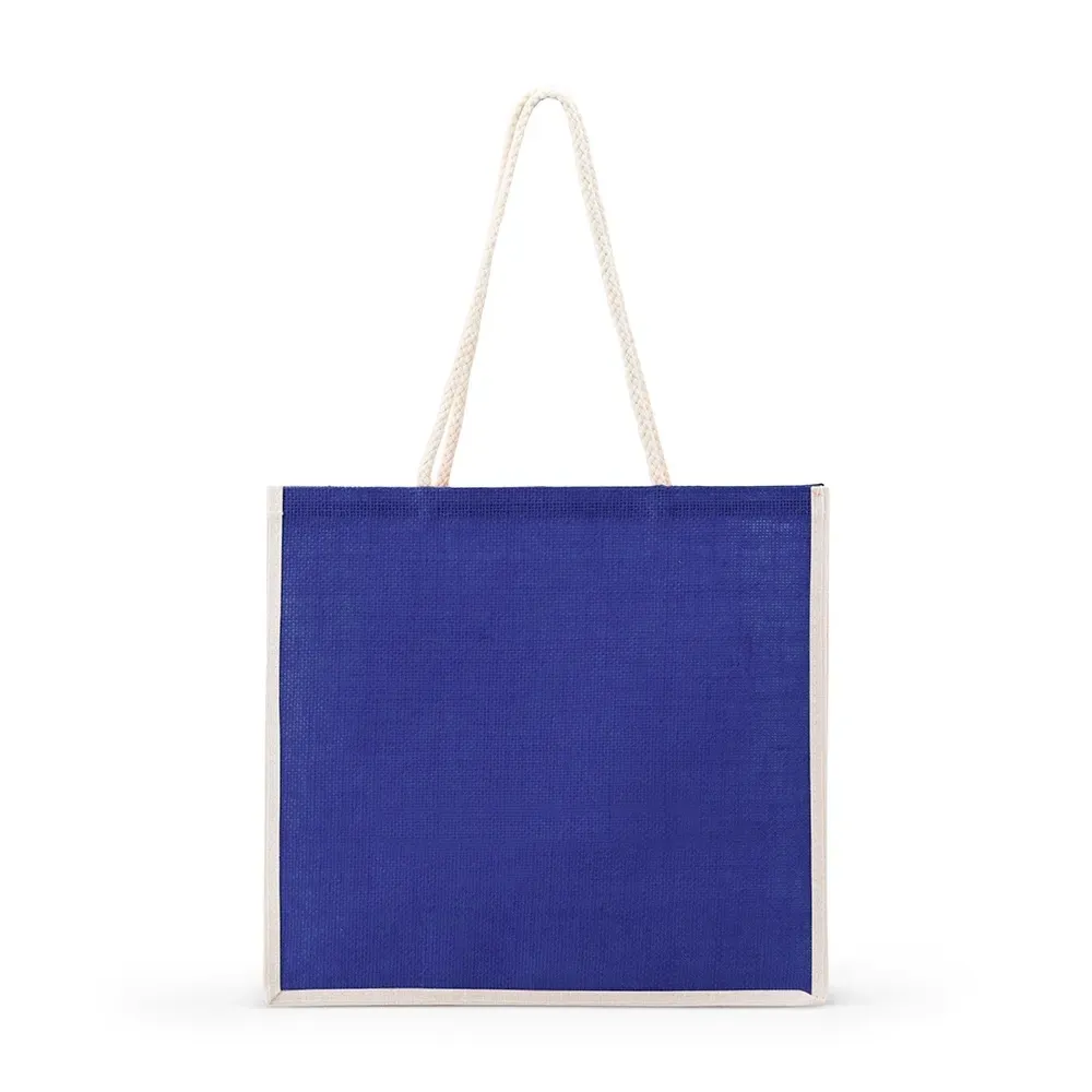Sacola de juta personalizada 33x35cm, cor azul