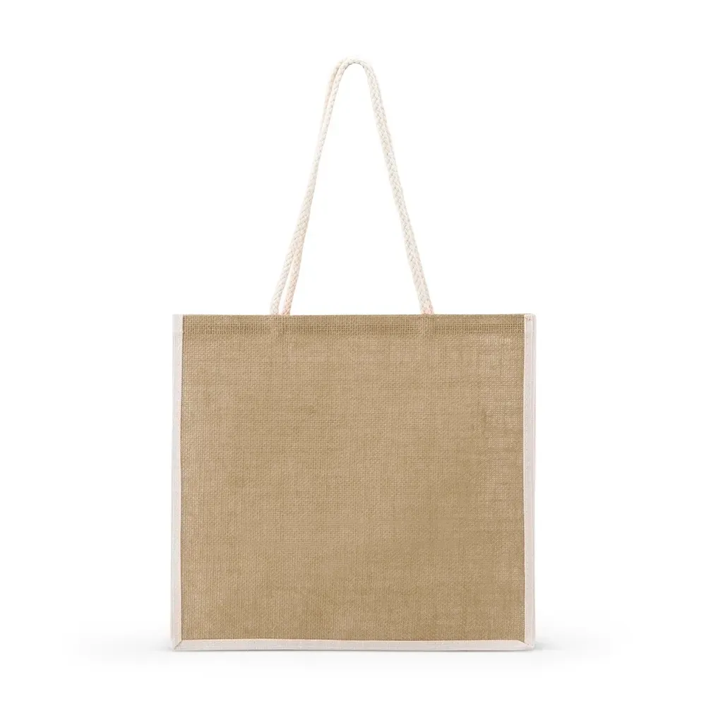 Sacola de juta personalizada 33x35cm, cor bege