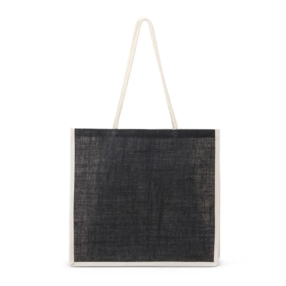 Sacola de juta personalizada 33x35cm, cor preta