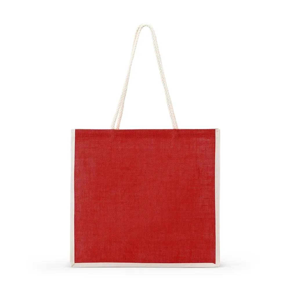 Sacola de juta personalizada 33x35cm, cor vermelha