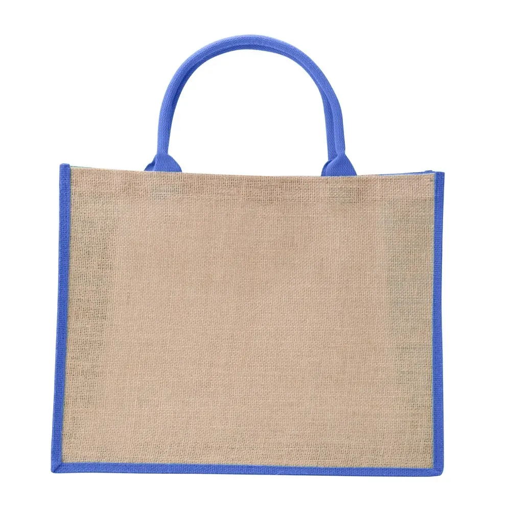 Sacola de juta personalizada 35x45cm, cor azul