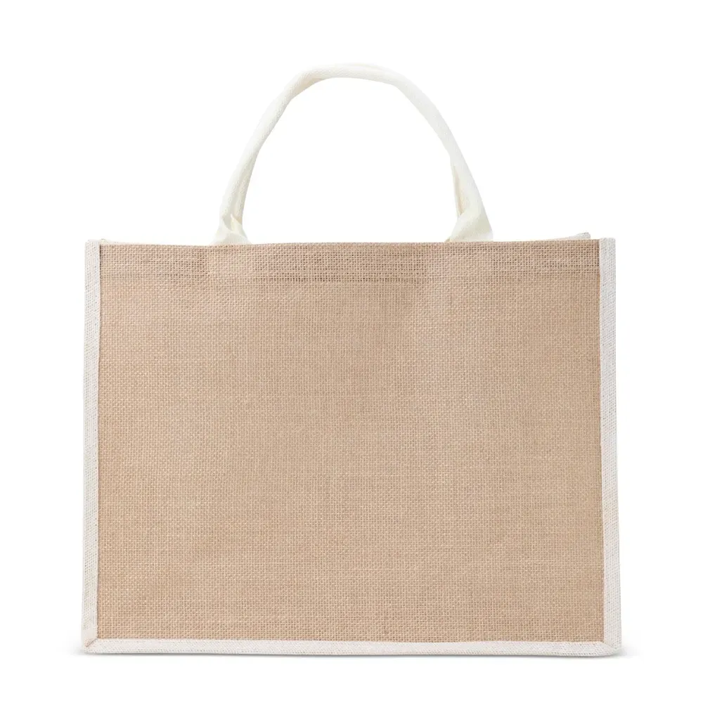 Sacola de juta personalizada 35x45cm, cor branca