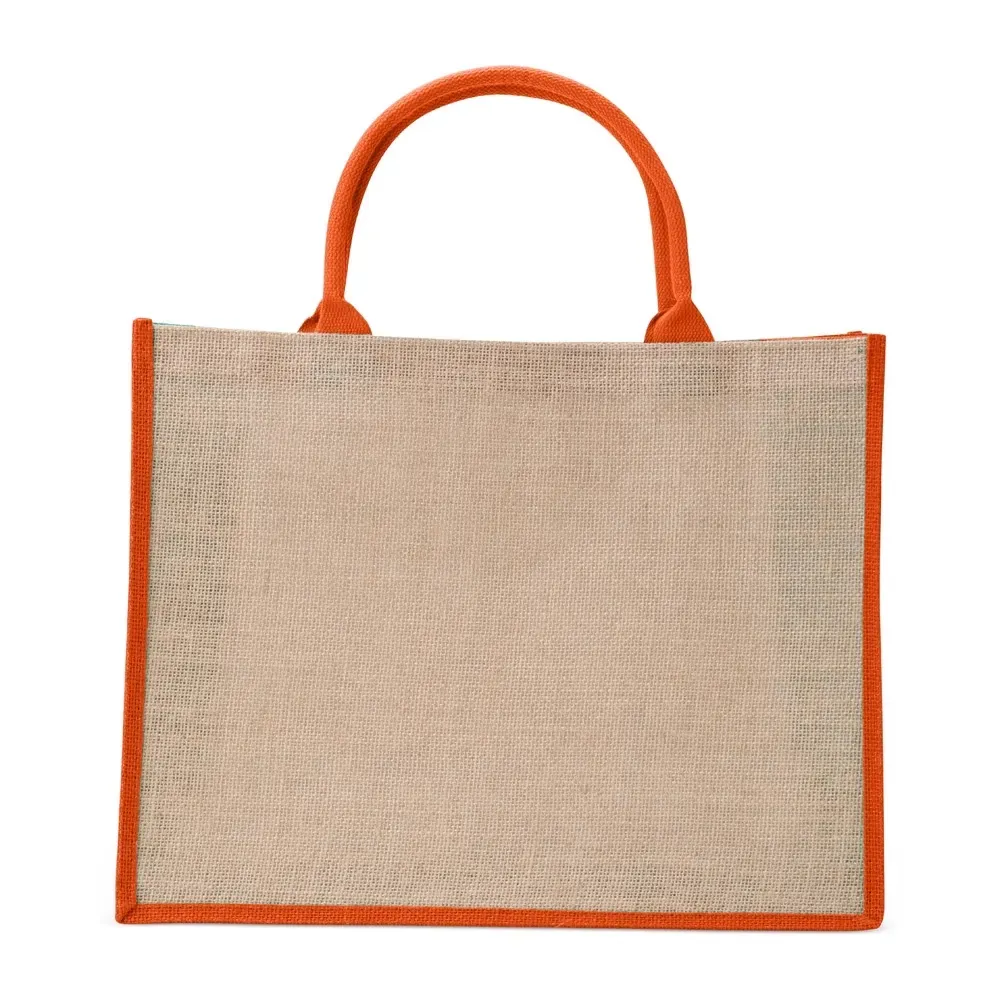 Sacola de juta personalizada 35x45cm, cor laranja