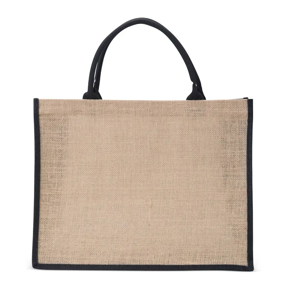 Sacola de juta personalizada 35x45cm, cor preta