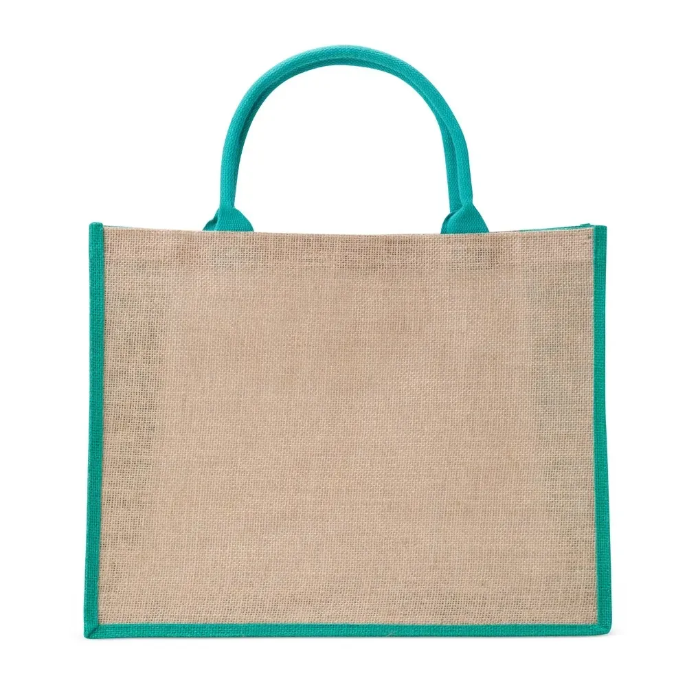 Sacola de juta personalizada 35x45cm, cor verde