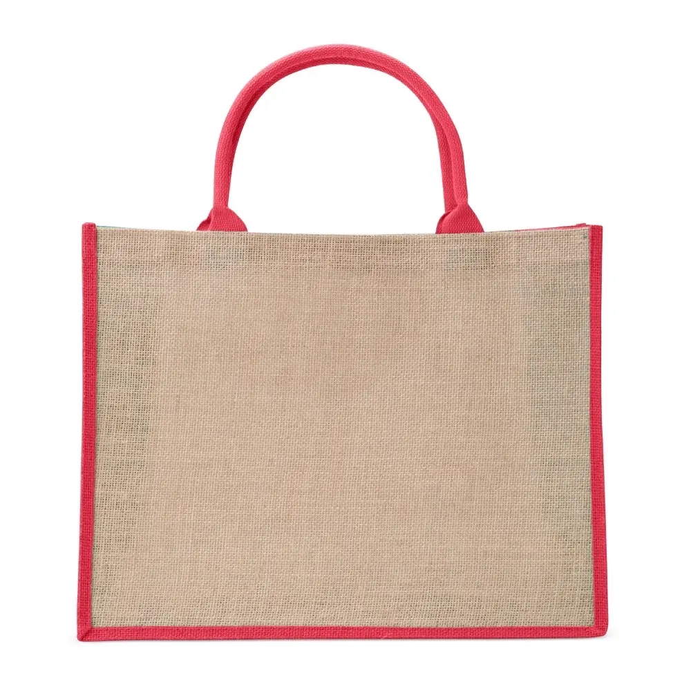 Sacola de juta personalizada 35x45cm, cor vermelha