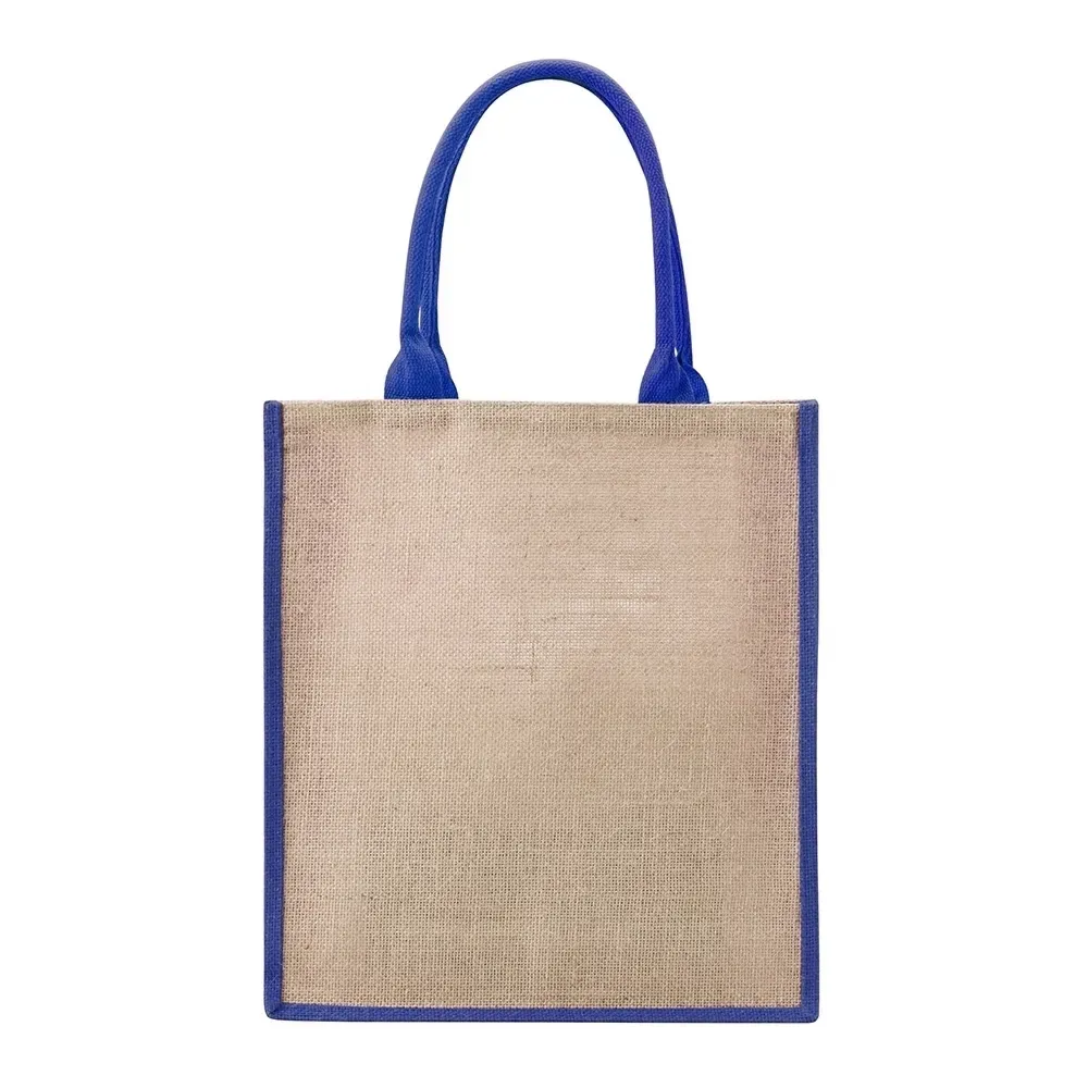 Sacola de juta personalizada 39x35cm, cor azul