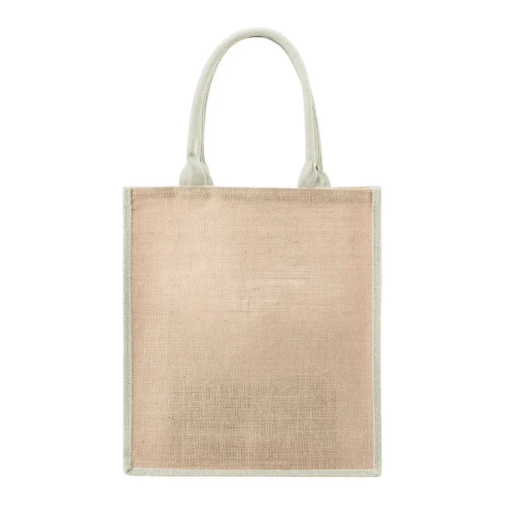 Sacola de juta personalizada 39x35cm, cor branca