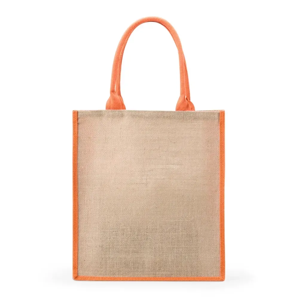 Sacola de juta personalizada 39x35cm, cor laranja