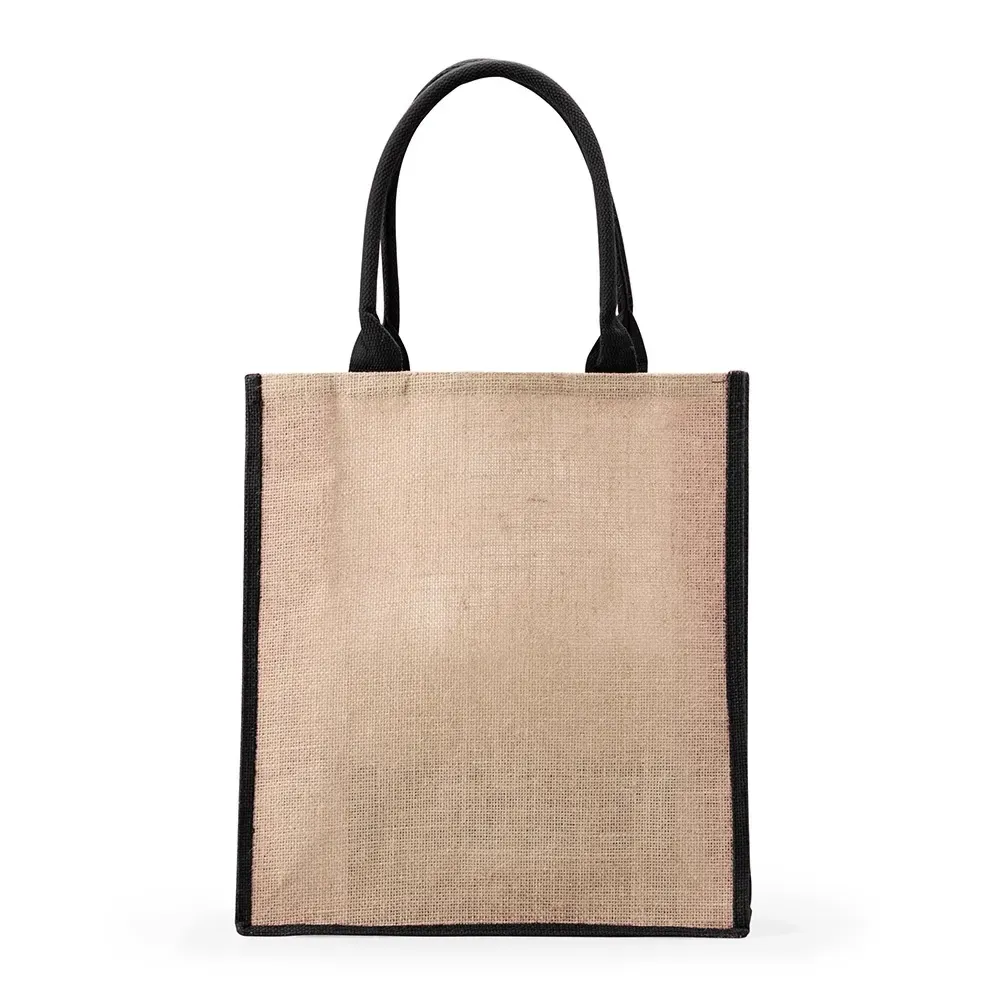 Sacola de juta personalizada 39x35cm, cor preta