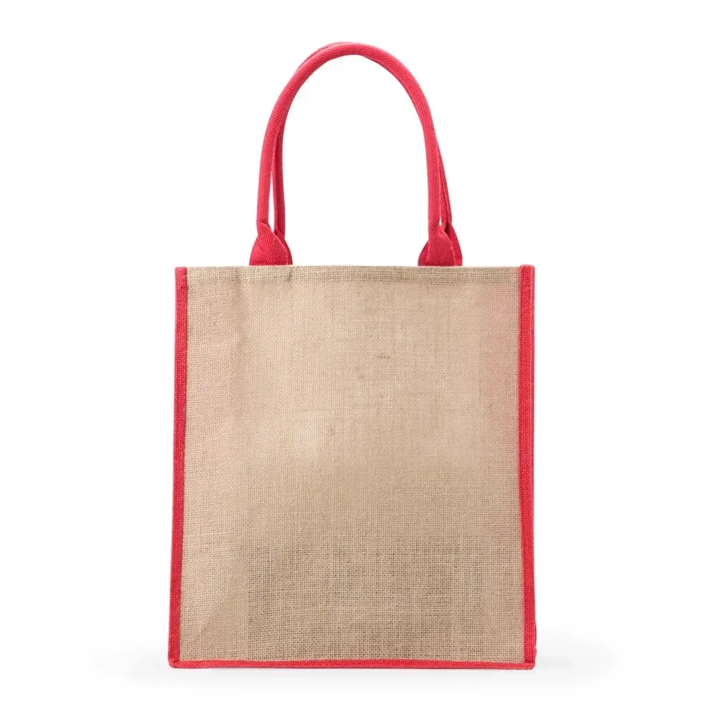 Sacola de juta personalizada 39x35cm, cor vermelha