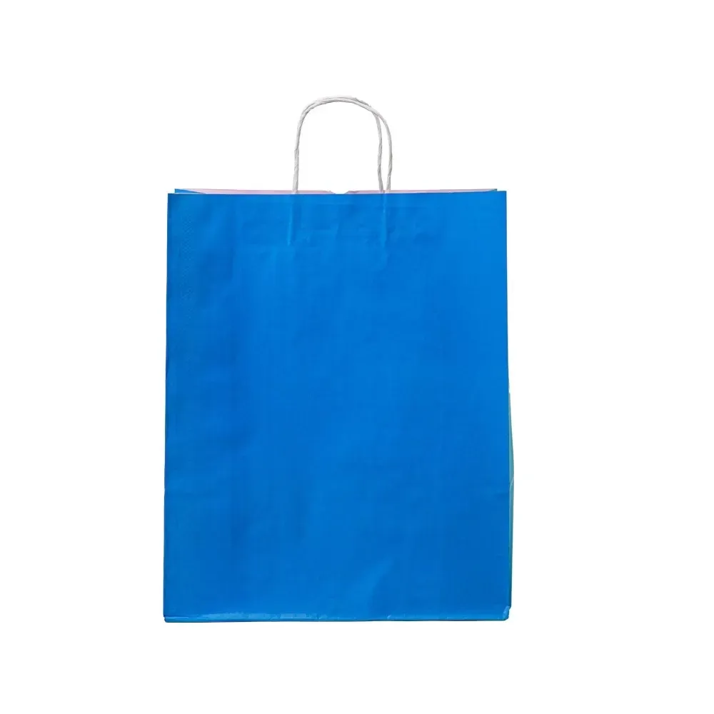 Sacola de papel kraft personalizada grande, cor azul
