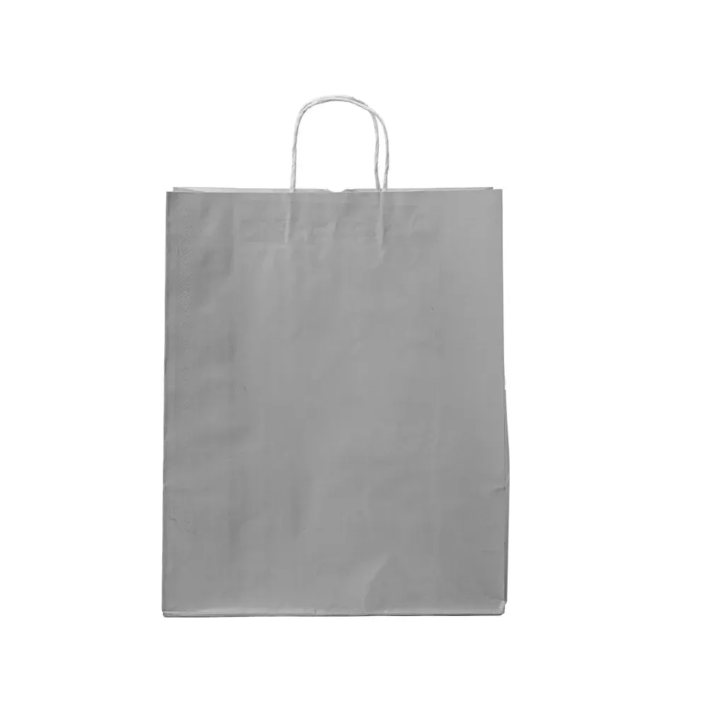 Sacola de papel kraft personalizada grande, cor cinza