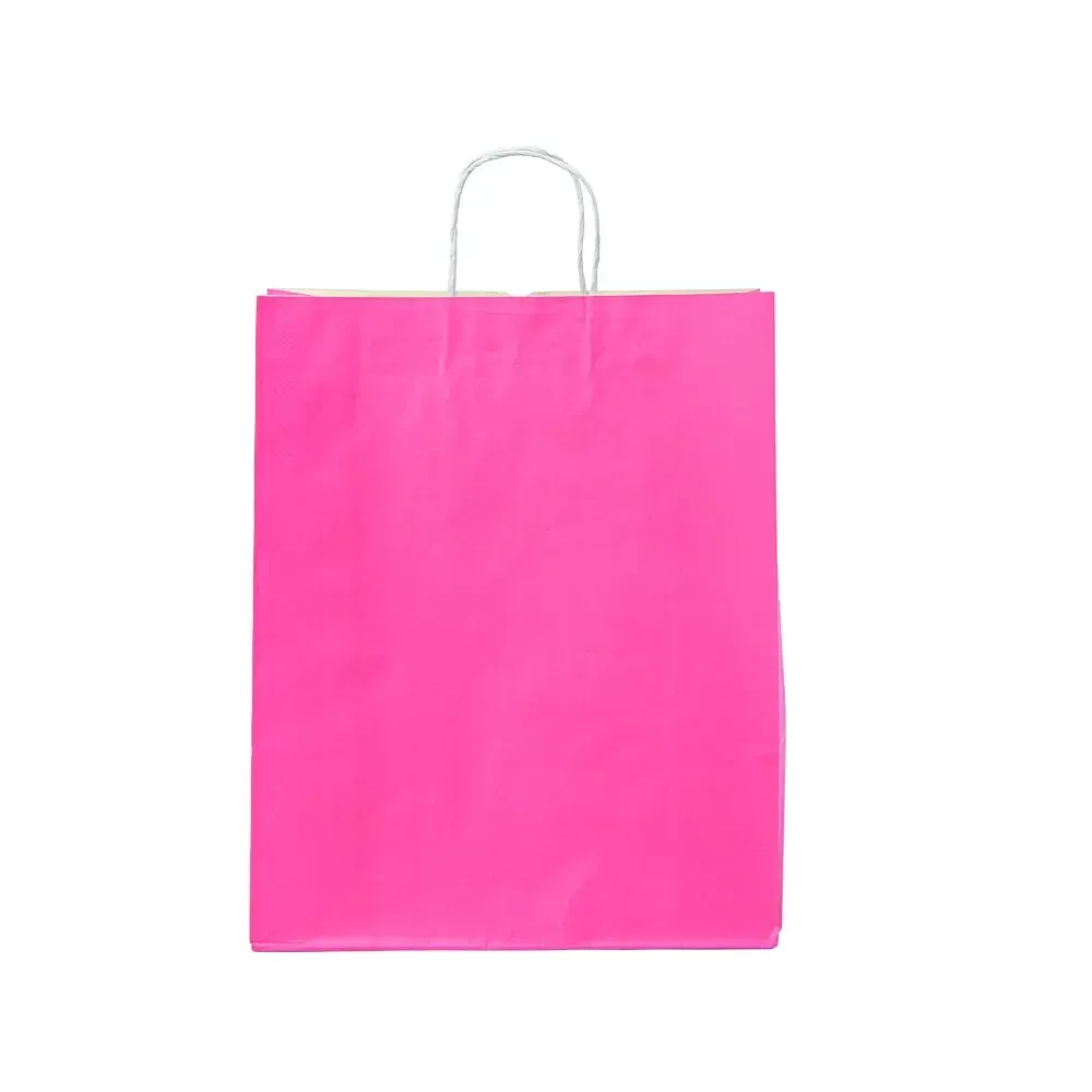 Sacola de papel kraft personalizada grande, cor rosa