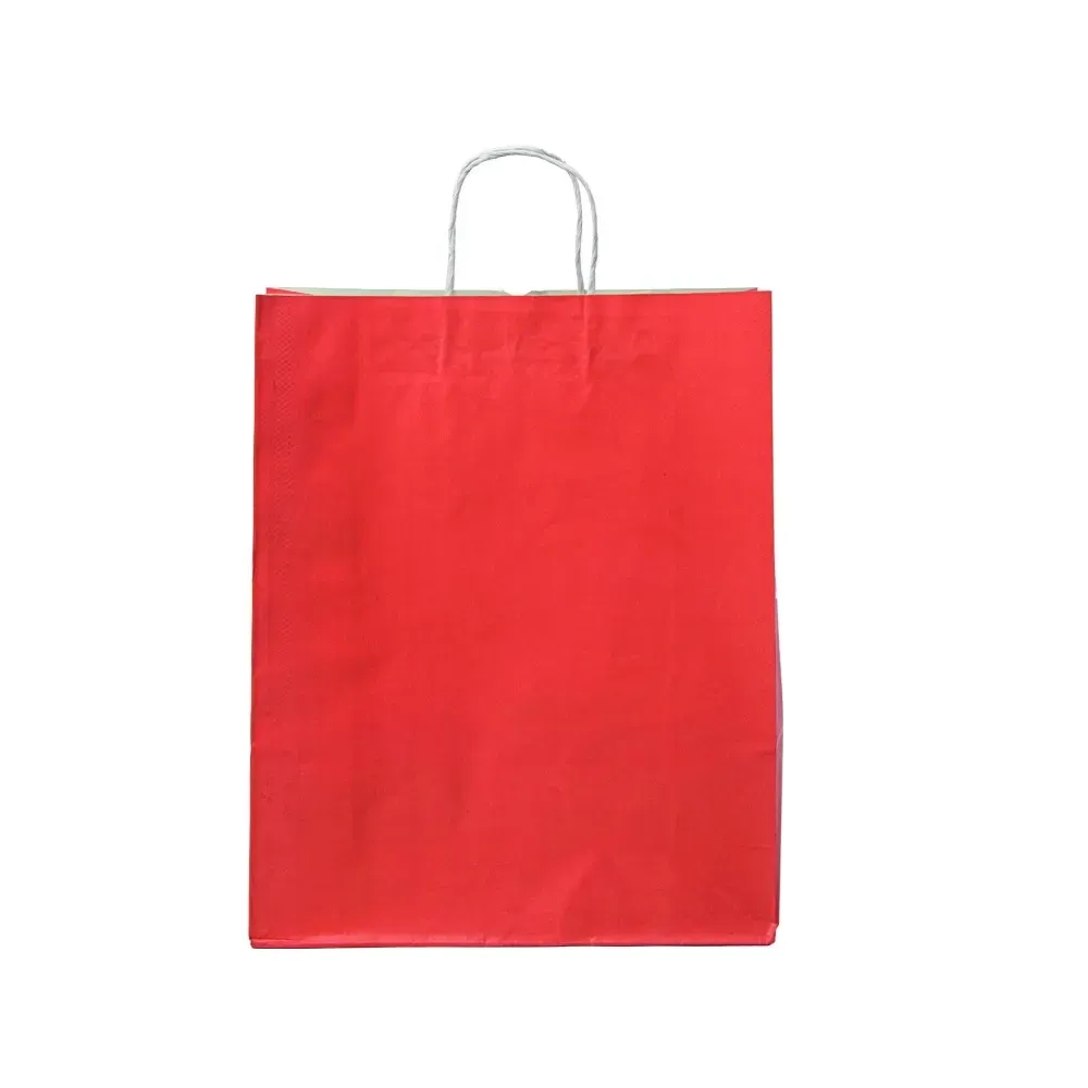 Sacola de papel kraft personalizada grande, cor vermelha