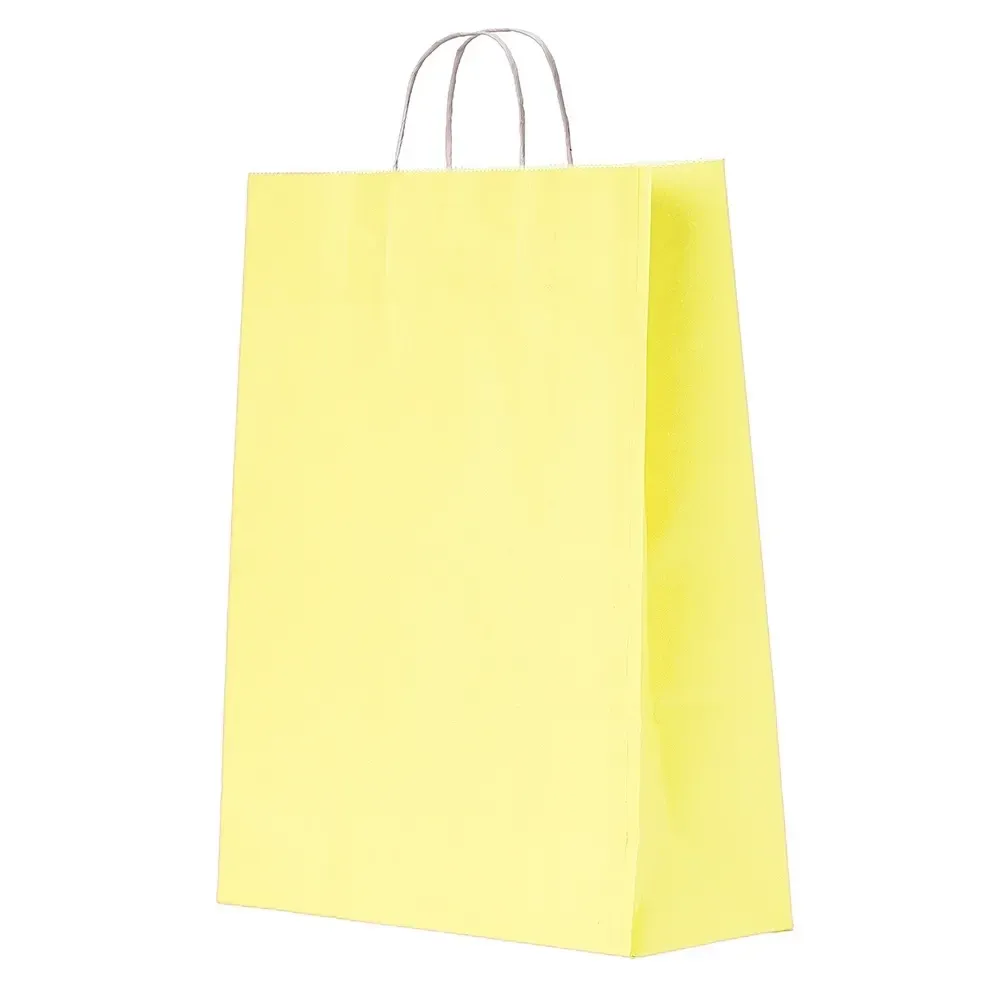 Sacola de papel kraft personalizada grande, cor amarela