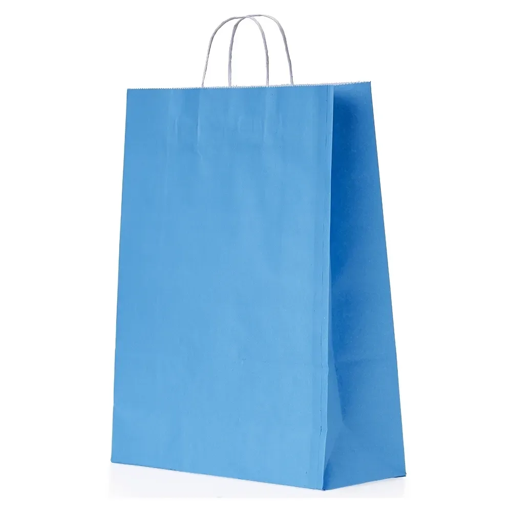 Sacola de papel kraft personalizada grande, cor azul