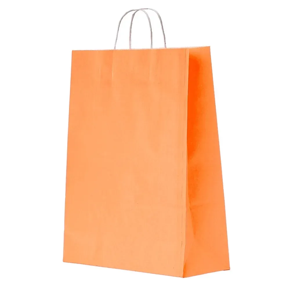 Sacola de papel kraft personalizada grande, cor laranja