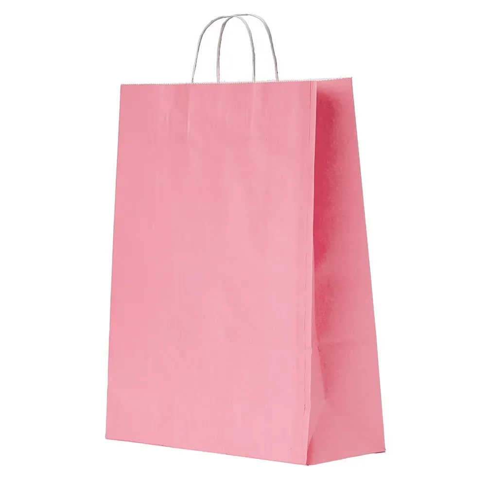 Sacola de papel kraft personalizada grande, cor rosa