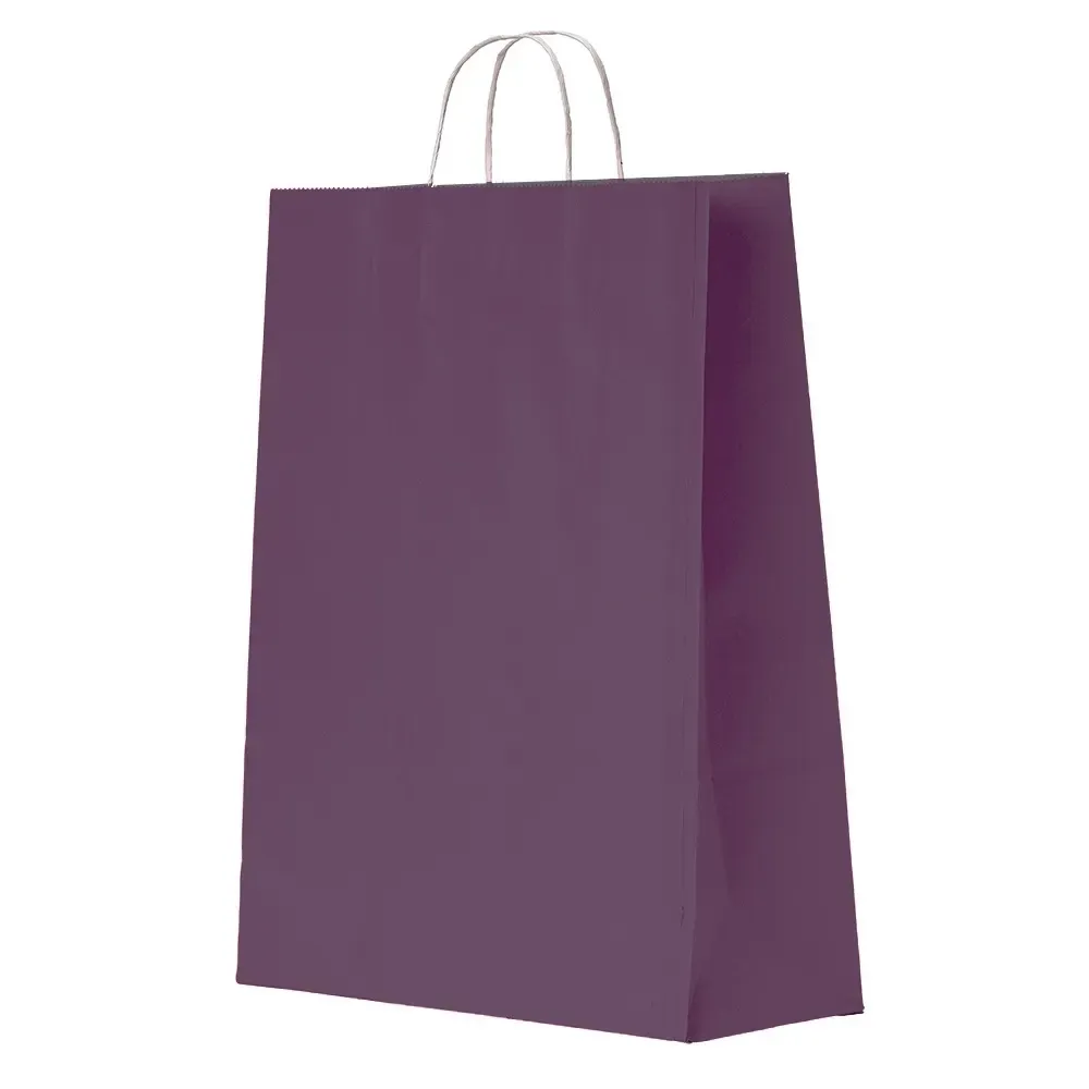 Sacola de papel kraft personalizada grande, cor roxa