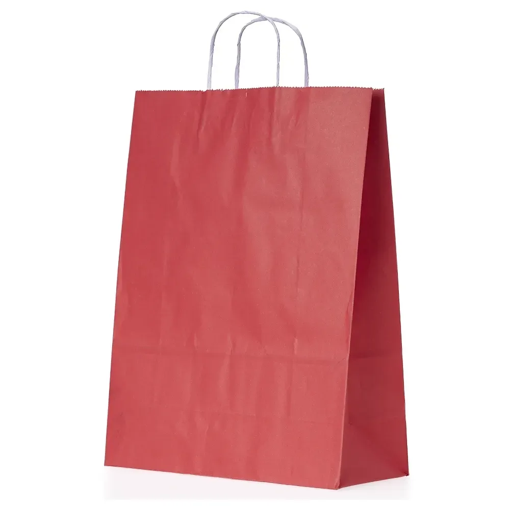 Sacola de papel kraft personalizada grande, cor vermelha