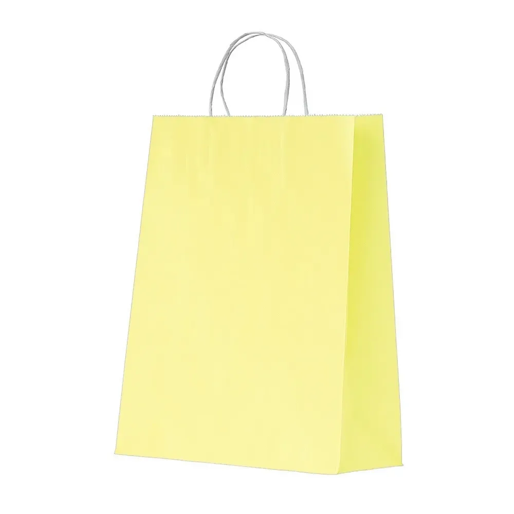 Sacola de papel kraft personalizada média, cor amarela
