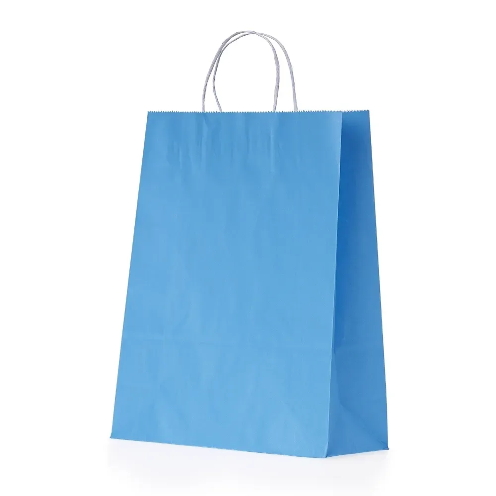 Sacola de papel kraft personalizada média, cor azul