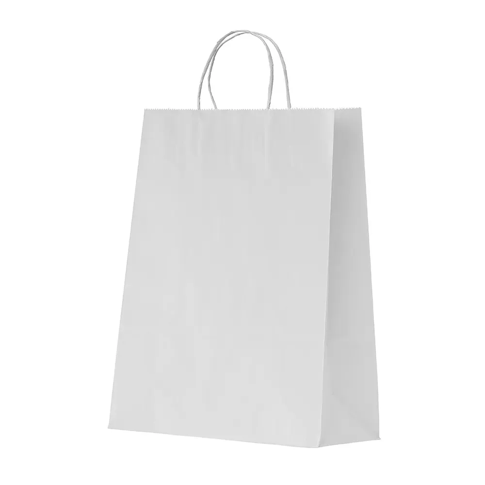 Sacola de papel kraft personalizada média, cor branca