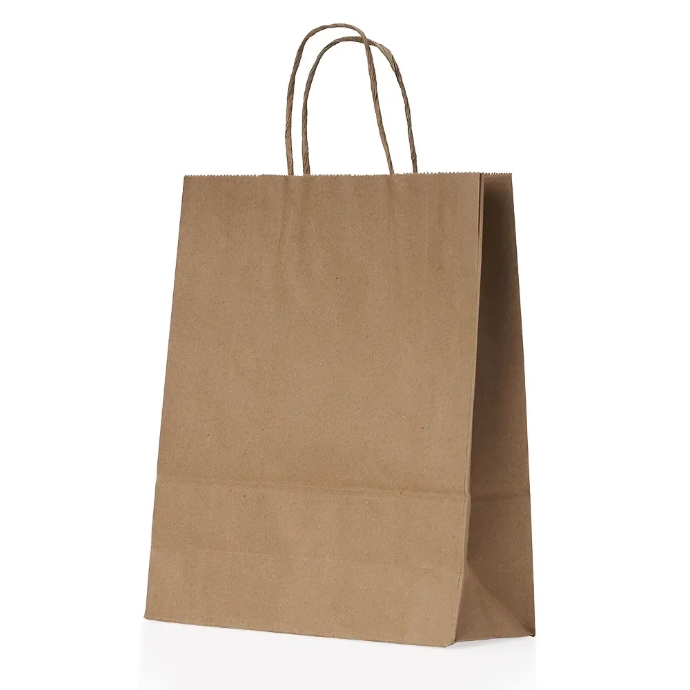 Sacola de papel kraft personalizada média, cor kraft natural
