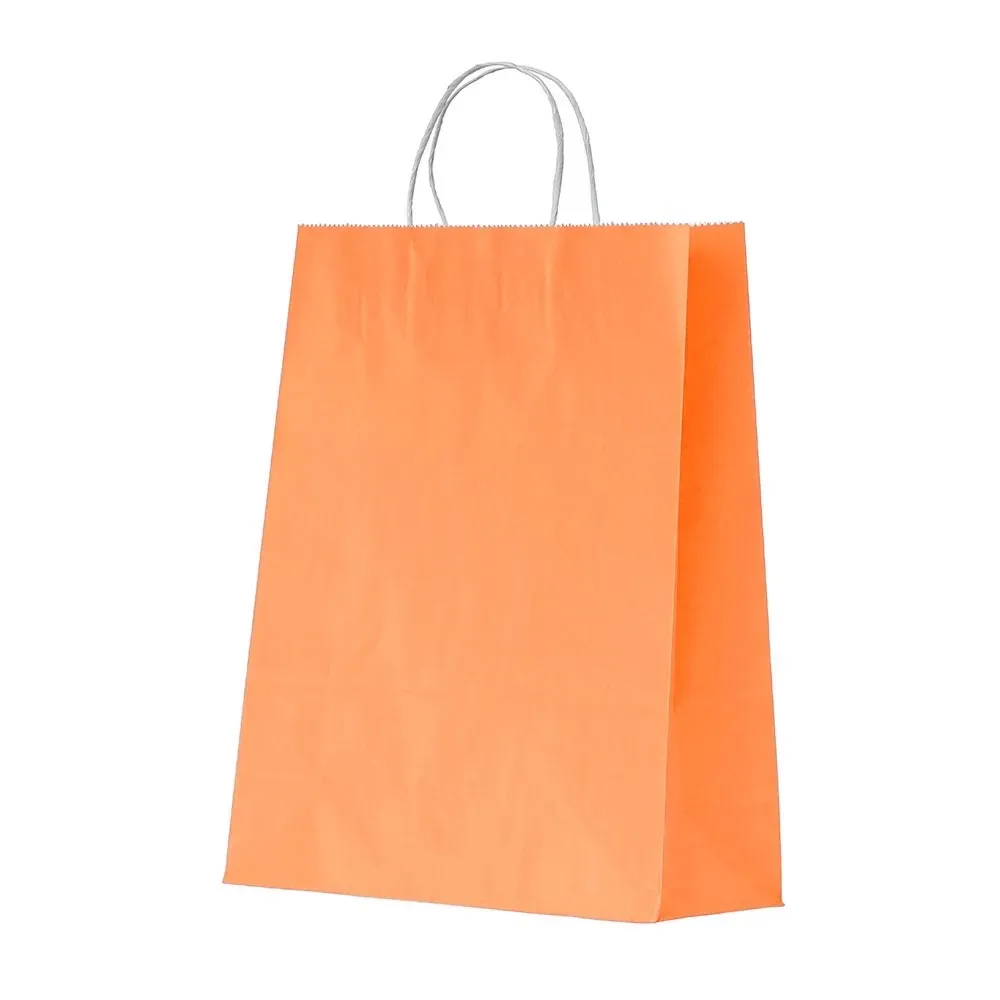 Sacola de papel kraft personalizada média, cor laranja