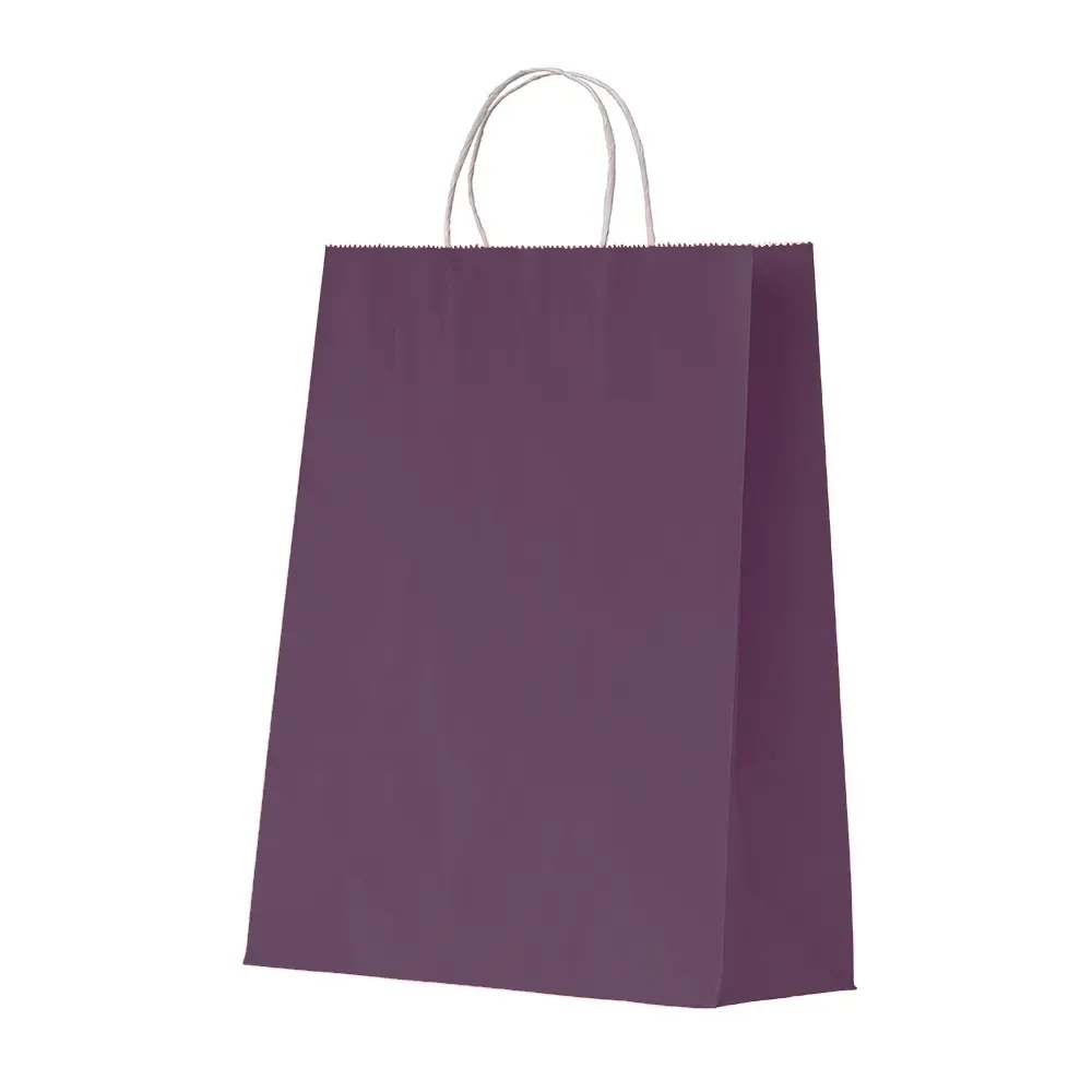 Sacola de papel kraft personalizada média, cor roxa