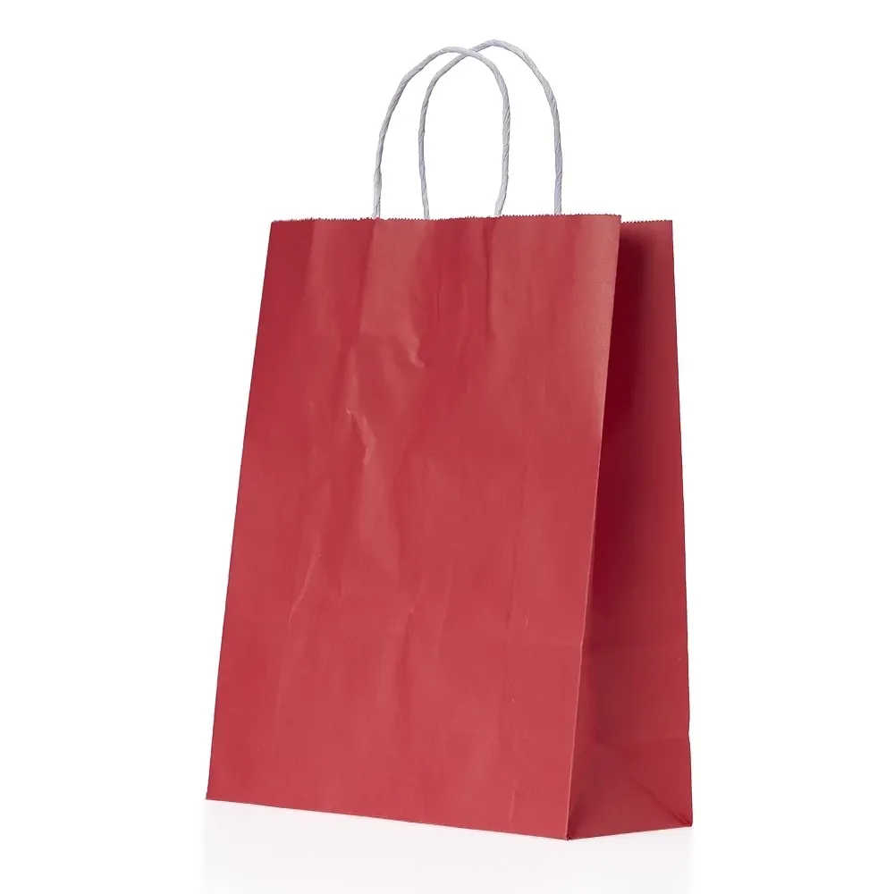 Sacola de papel kraft personalizada média, cor vermelha