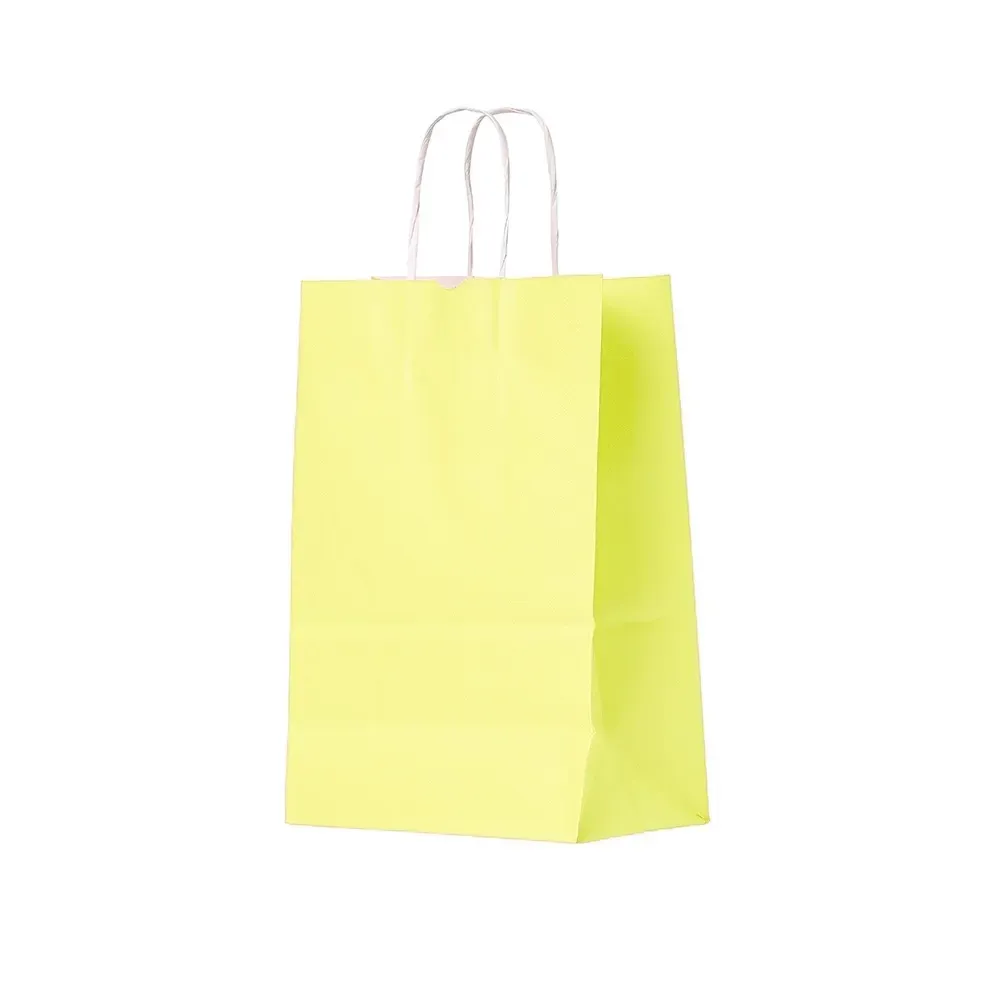 Sacola de papel kraft personalizada pequena, cor amarela