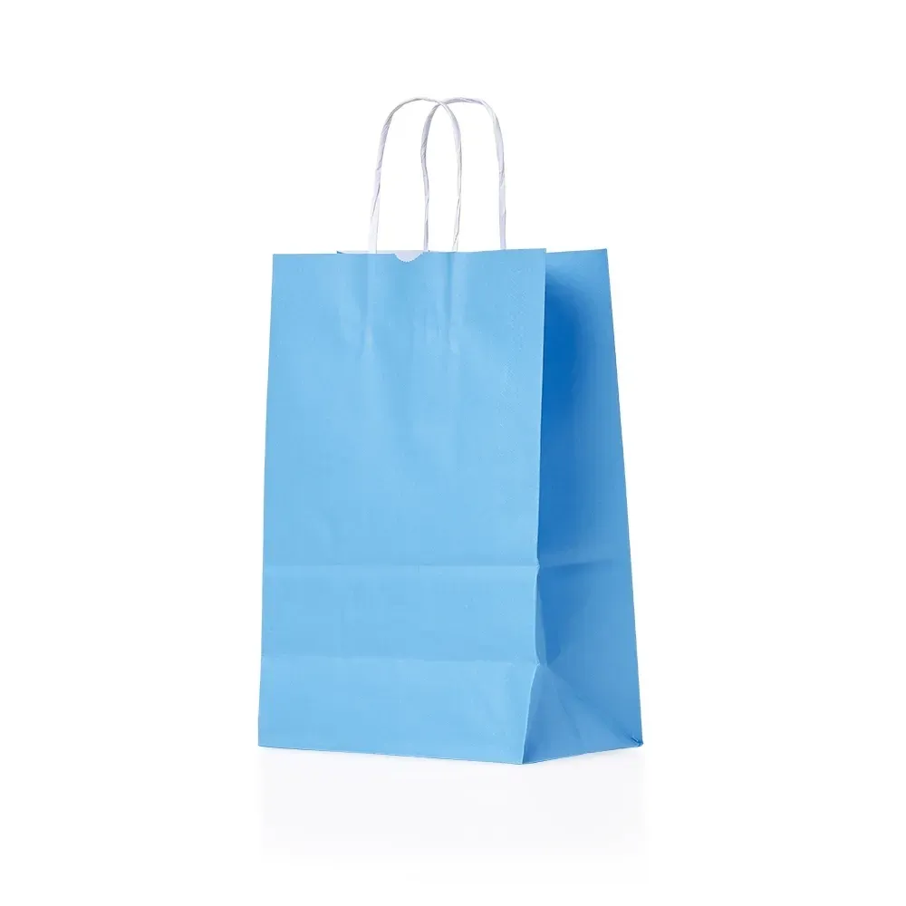 Sacola de papel kraft personalizada pequena, cor azul