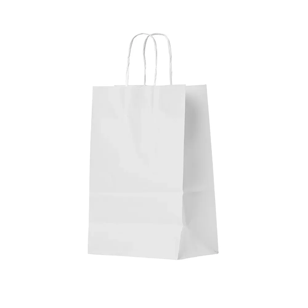 Sacola de papel kraft personalizada pequena, cor branca