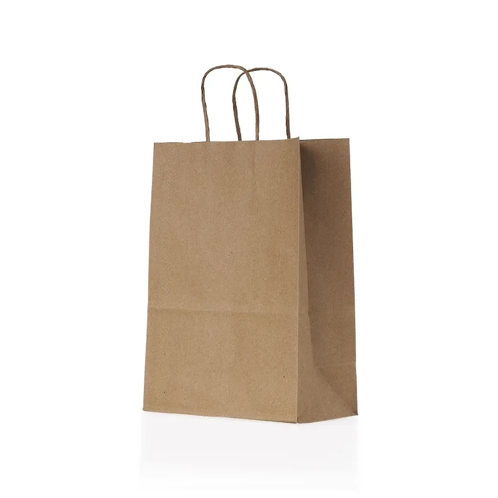 Sacola de papel kraft personalizada pequena, cor kraft natural