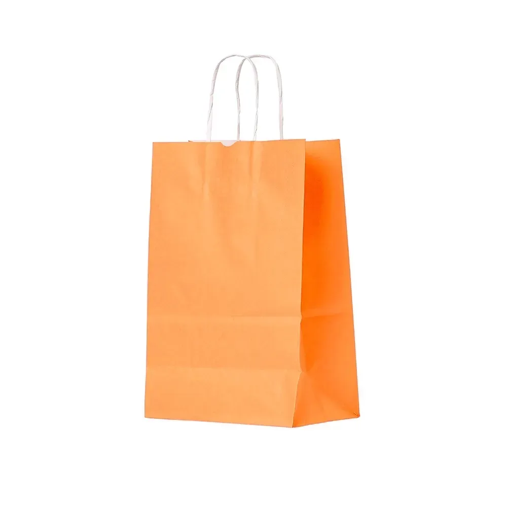 Sacola de papel kraft personalizada pequena, cor laranja
