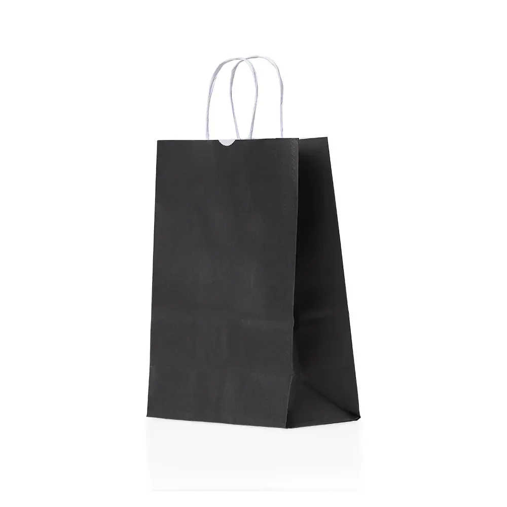 Sacola de papel kraft personalizada pequena, cor preta