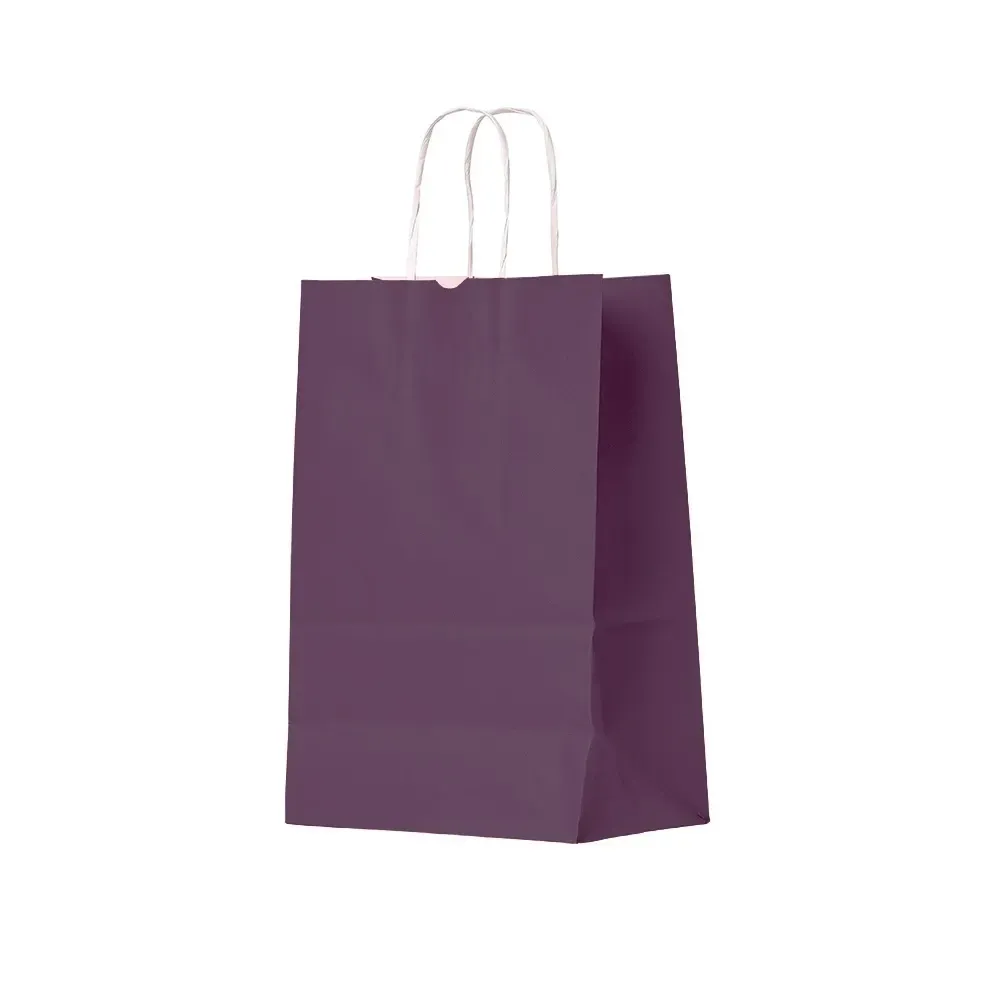 Sacola de papel kraft personalizada pequena, cor roxa