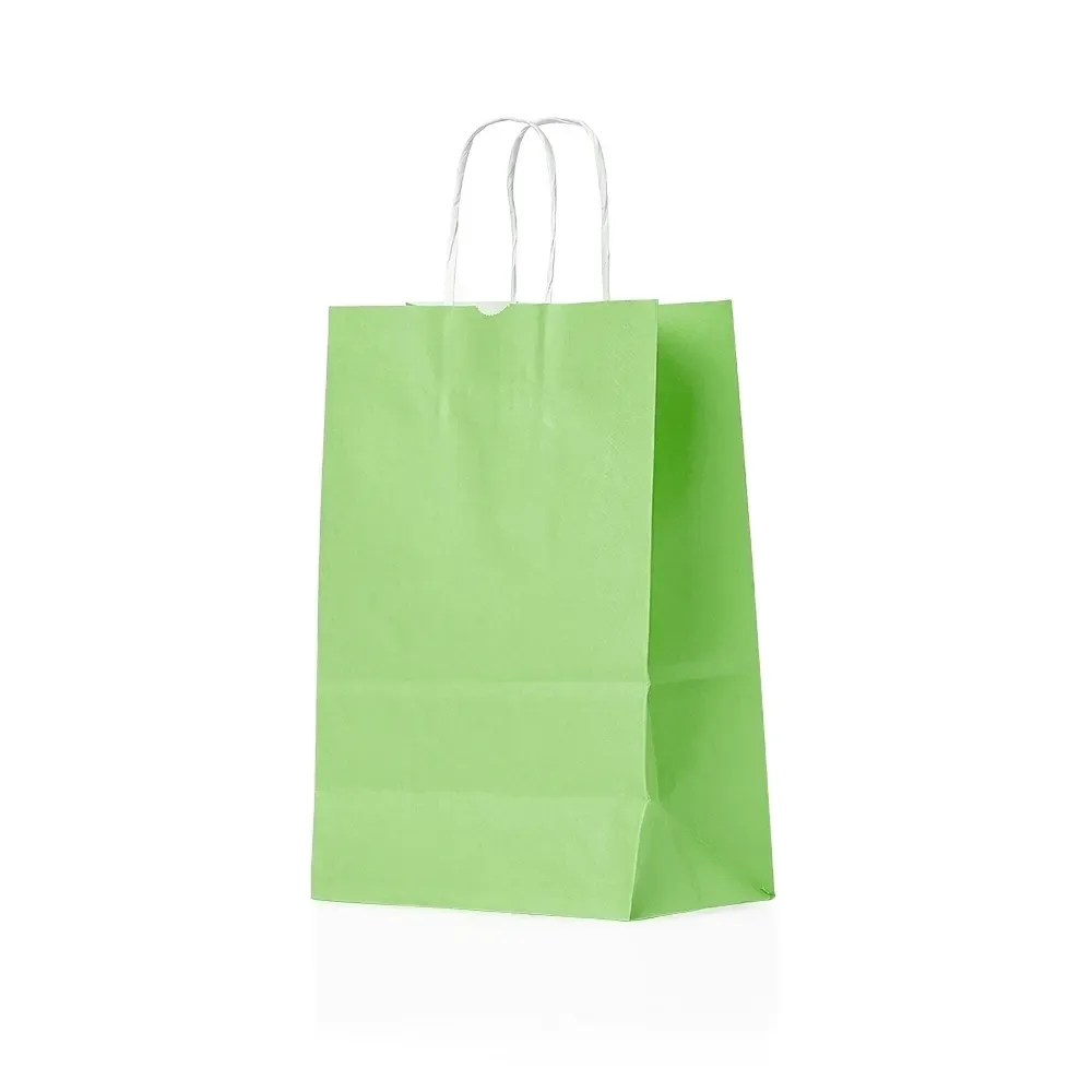 Sacola de papel kraft personalizada pequena, cor verde