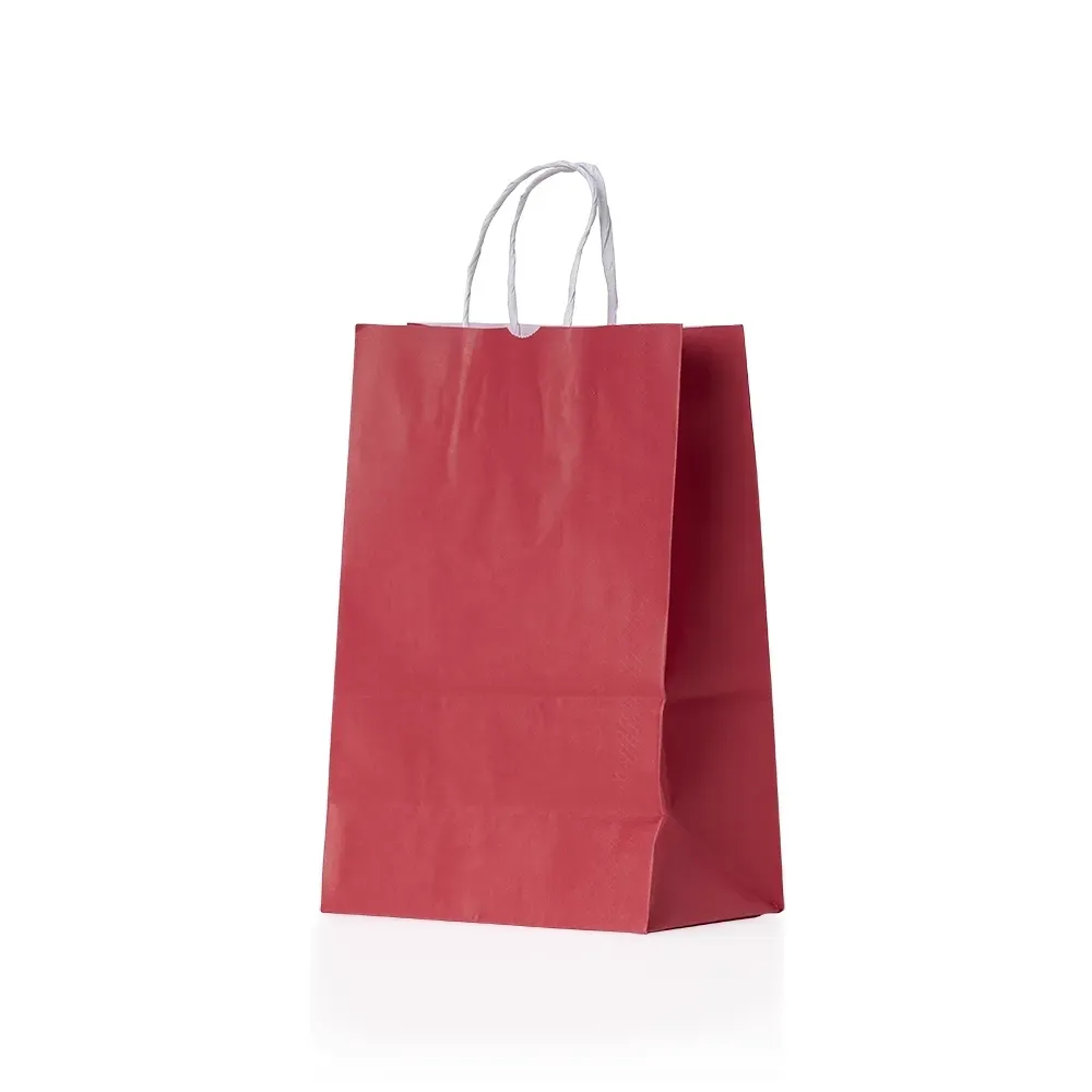 Sacola de papel kraft personalizada pequena, cor vermelha