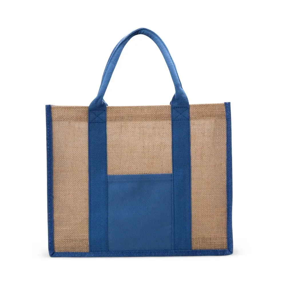 Sacola de linho personalizada, cor azul