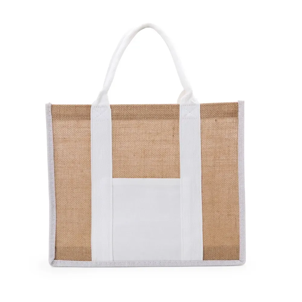 Sacola de linho personalizada, cor branca