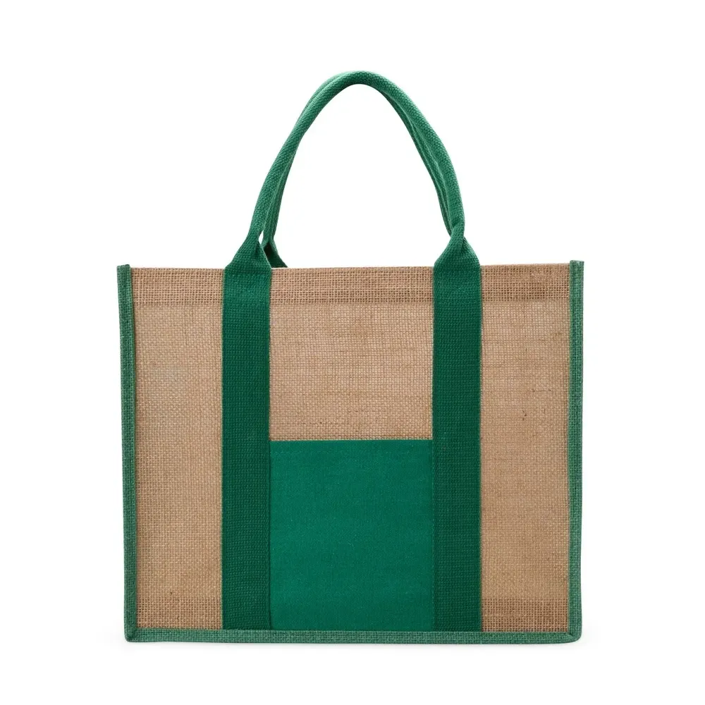 Sacola de linho personalizada, cor verde