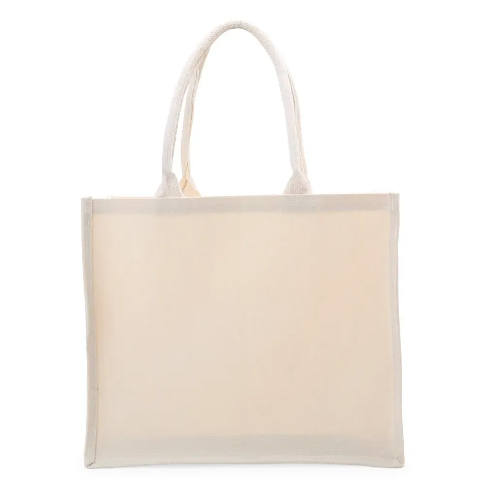 Sacola de lona personalizada 31x36cm, cor bege