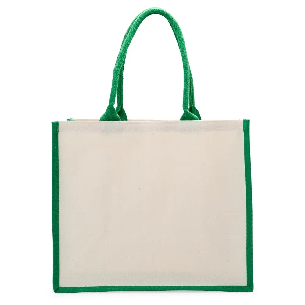Sacola de lona personalizada 31x36cm, cor verde