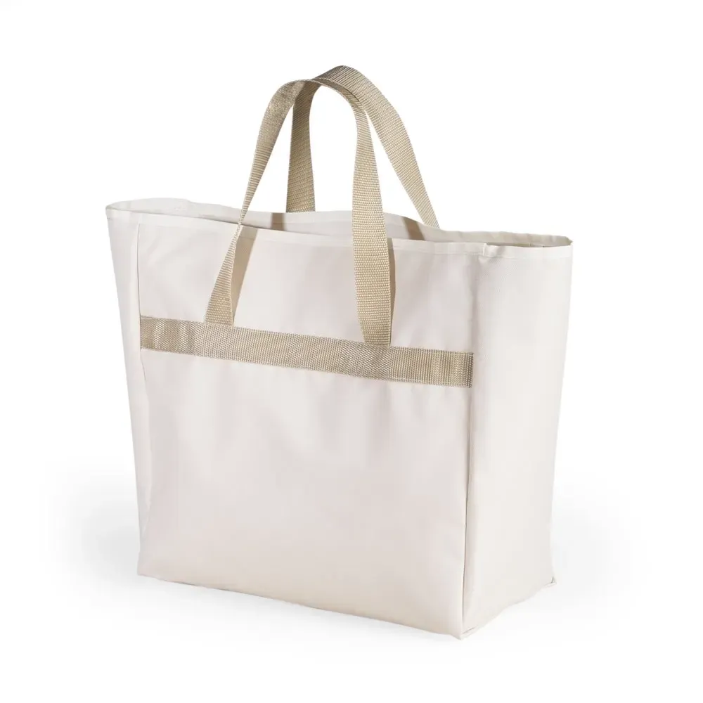 Sacola de nylon 600 personalizada, cor bege